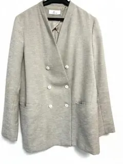 レキップ ノーカラーダブルブレストジャケット ベージュ