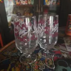 昭和レトロ 脚付きグラス 2個