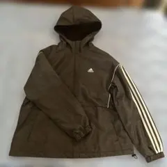 adidas フード付きウィンドブレーカー ダークグレー