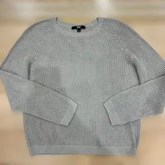 UNIQLO グレー メッシュ編み 長袖セーター L