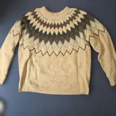 BEAMS HEART アーガイル柄 ニット セーター ベージュ Lのサムネイル