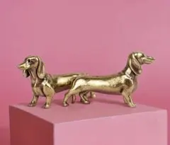 真鍮製 ダックスフンド 置物 インテリア オブジェ 金色