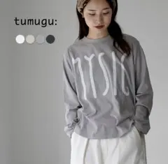 tumugu（ツムグ） ラフィ天竺2 プリント長袖T クルーネック