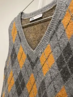 ZARA アーガイルニットベスト EU 36