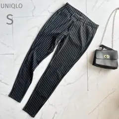 ユニクロ【S】ストライプ♡楽パンツ♡レギンスパンツ♡レギパン♡ブラック♡総ゴム