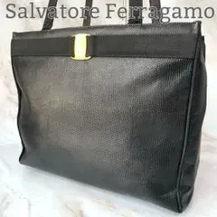 フェラガモ ヴァラ リボン トートバッグ A4 肩掛け ブラック リザード