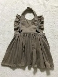 cottoli バースデイ コーデュロイ エプロンドレスリボン付き ベージュ90