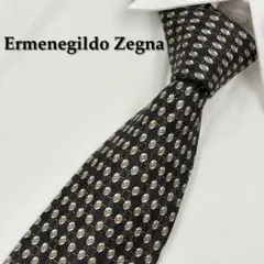 美品 Zegna ゼニア グレー ペイズリー柄 ネクタイ イタリア製 シルク