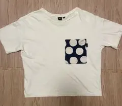 ユニクロ マリメッコ ポケットTシャツ ホワイト M ドット ネイビー 紺 白のサムネイル