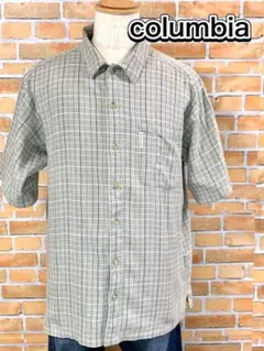 columbia コロンビア 半袖シャツ アウトドア M グレー系　格子