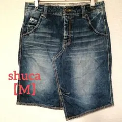shuca【M】シュカ デニムスカート 膝丈 ベルト付き コットン100％のサムネイル