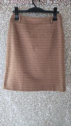 レトロ柄 タイトスカート ブラウン系