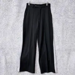 3388 サイドラインワイドパンツ L 黒 ゆったり ラメ 光沢 美脚効果