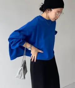 オーバーサイズ 青 カットソー