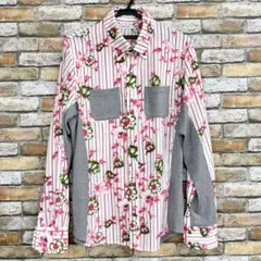 J.FERRY FOR MEN 花柄 ストライプ 切替 ボタンダウンシャツ