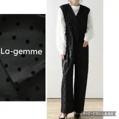 【新品】La-gemme ブラックドット オールインワン ジレ風
