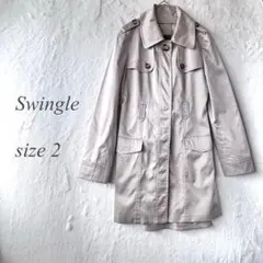 Swingle トレンチコート サイズ2 ベージュ 襟取り外し可能 1122のサムネイル