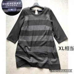 極美品✦バーバリーロンドン ウール100% ボーダー チュニックワンピ 6 XL