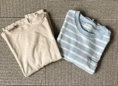 【2点セット】GU ジーユー ボーダーTシャツ（ポケット付）＆無地カットソー