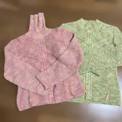 レトロ　モヘアケーブル編みニット 2点セット