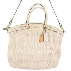 COACH コーチ　ハンドバッグ マディソンギャザードレザーリンジー ベージュ
