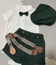 フォーマルセット 80cm 90cm 12-18m ダークグリーン