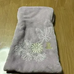 薄紫色 ランバン　タオル　ポーチ　ブルー　刺繍