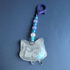 ハンドメイド レジン シェイカーキーホルダー 猫