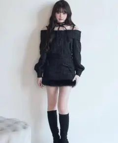 BunnyLis ツイードオフショルジャケットセット