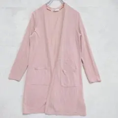 キューティーブロンド ロングカーディガン ポケット付 長袖 薄手（M）ピンク