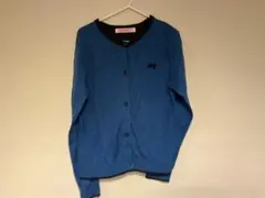 値下げ:ファミリアカーディガン 130 青 リボンデザイン