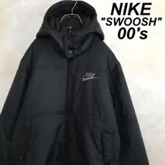 古着 美品 00's NIKE 刺繍ロゴ 中綿ダウンパーカー 黒 M