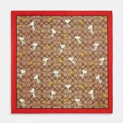 COACH x PEANUTS スカーフ ブラウン/レッド