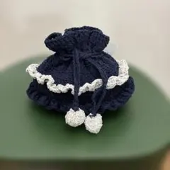 ネイビー フリルポーチ