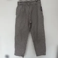 GUメンズ　チェック柄ウエストゴムパンツ　サイズL シェフパンツ