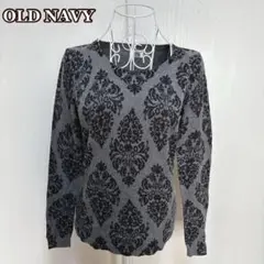OLD NAVY ダマスク柄ニットプルオーバー　コットン100% 薄手　春ニット