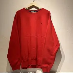 ポロラルフローレン スウェット 赤 L ポニー刺繍 裏起毛 メンズ トレーナー