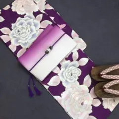上等品 綿紅梅生地♪百花繚乱 闇桜に牡丹☆上質大人 浴衣☆高級浴衣 3