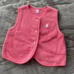 familiar ピンク ベビーベスト ウサギ刺繍