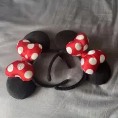 ミニーマウス カチューシャ 赤白水玉2個セット