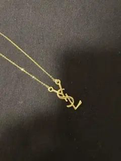 サンローラン ネックレス 喜平 シルバー チェーン ロゴ メタルカーブ