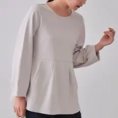 OPAQUE.CLIP ペプラムトップス ライトグレー 38サイズ Mサイズ