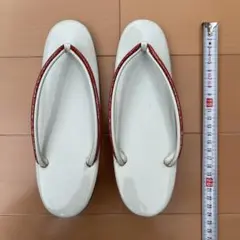 着物草履 厚底草履 フォーマル レトロ 白色 赤色 金色模様