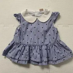 プティマイン　ストライプ柄　フリル袖 チュニック　80