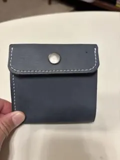 【総手縫い】姫路レザー使用 縦型コンパクトウォレット（ネイビー×ナチュラル）