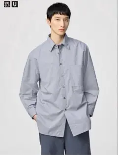 UNIQLO U 長袖 ロングオーバーサイズシャツ グレー Mサイズ