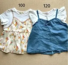 重ね着風トップス　100㎝　120㎝　まとめ売り　Tシャツ 女の子　半袖　夏服