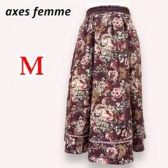 axes femme ロング フレア スカート ウエストゴム 赤紫 M