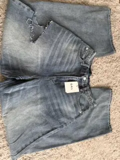 GRL ダメージ加工 ライトブルーデニム ワイドレッグ