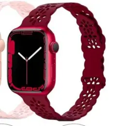 コンパチブル Apple watch バンド レッド レース スマートウォッチ
